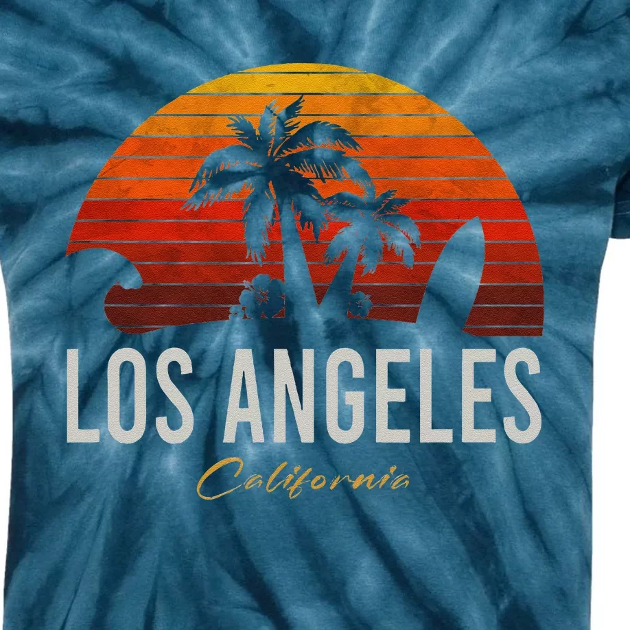 Los Angeles California Retro Surfer Vintage Beach Kids Tie-Dye T-Shirt