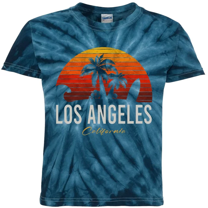 Los Angeles California Retro Surfer Vintage Beach Kids Tie-Dye T-Shirt