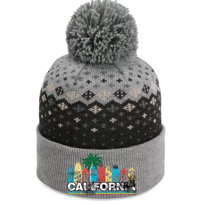 Los Angeles California Surfboard Theme The Baniff Cuffed Pom Beanie