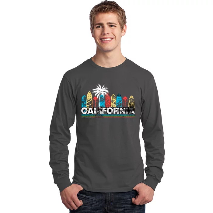 Los Angeles California Surfboard Theme Long Sleeve Shirt