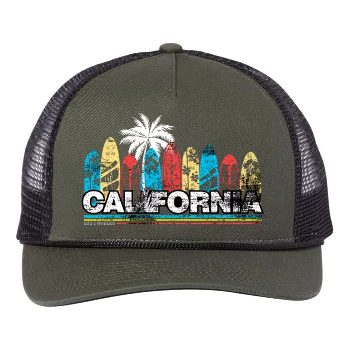 Los Angeles California Surfboard Theme Retro Rope Trucker Hat Cap