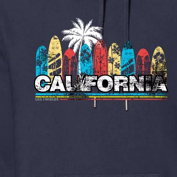 Los Angeles California Surfboard Theme Premium Hoodie