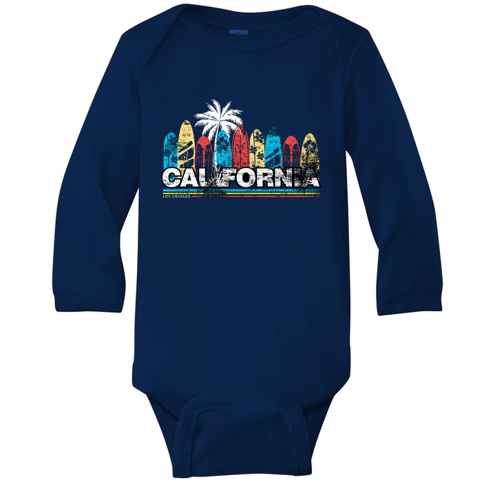 Los Angeles California Surfboard Theme Baby Long Sleeve Bodysuit