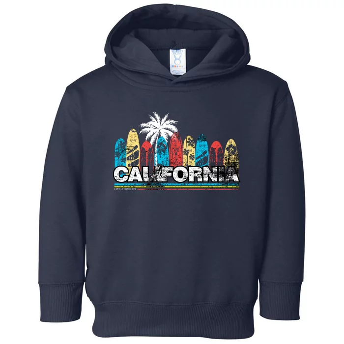 Los Angeles California Surfboard Theme Toddler Hoodie