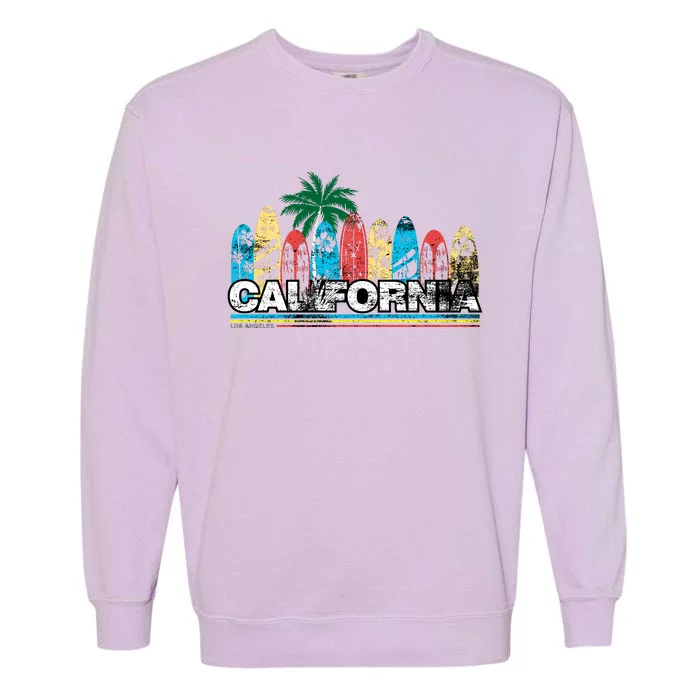 Los Angeles California Surfboard Theme Garment-Dyed Sweatshirt