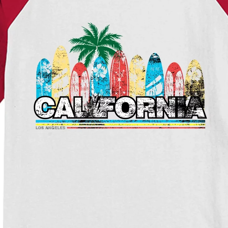 Los Angeles California Surfboard Theme Kids Colorblock Raglan Jersey