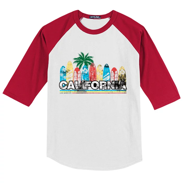 Los Angeles California Surfboard Theme Kids Colorblock Raglan Jersey