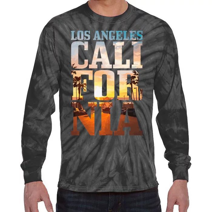 Los Angeles California Retro La Vintage Tie-Dye Long Sleeve Shirt