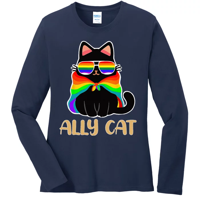 LGBT Ally Cat Be Kind Gay Rainbow Funny LGBTQ Gift Idea Ladies Long Sleeve Shirt