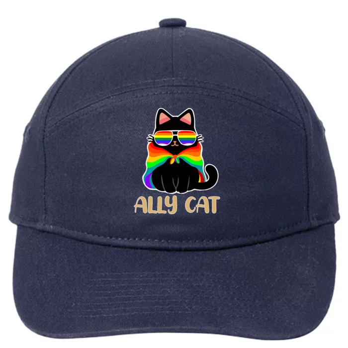 Lgbt Ally Cat Be Kind Gay Rainbow Funny Lgbtq Gift Idea Cute Gift 7-Panel Snapback Hat