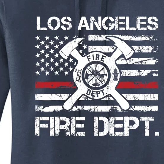 Los Angeles California Fire Department Thin Red Line Fireman Women's Pullover Hoodie