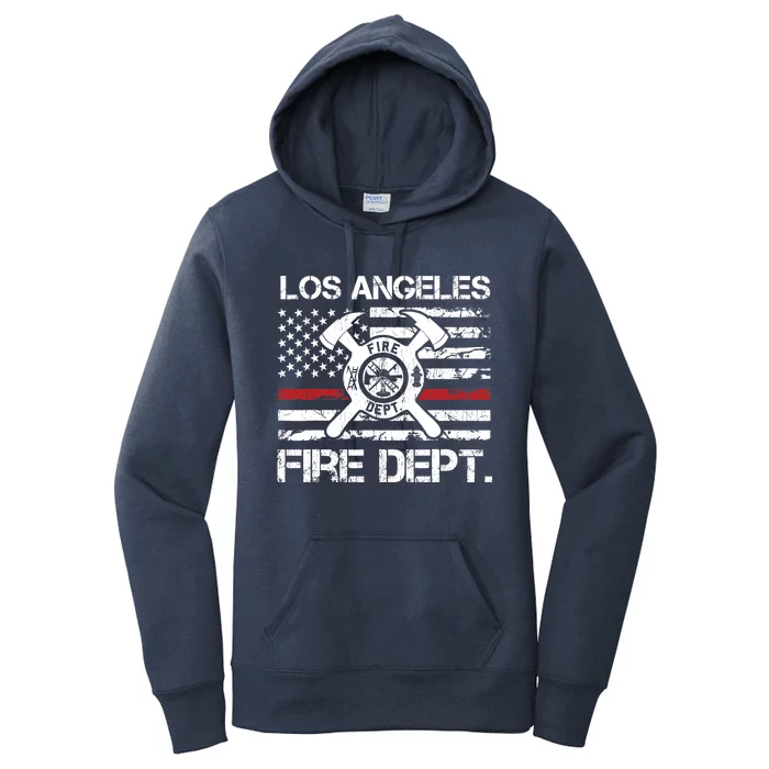 Los Angeles California Fire Department Thin Red Line Fireman Women's Pullover Hoodie