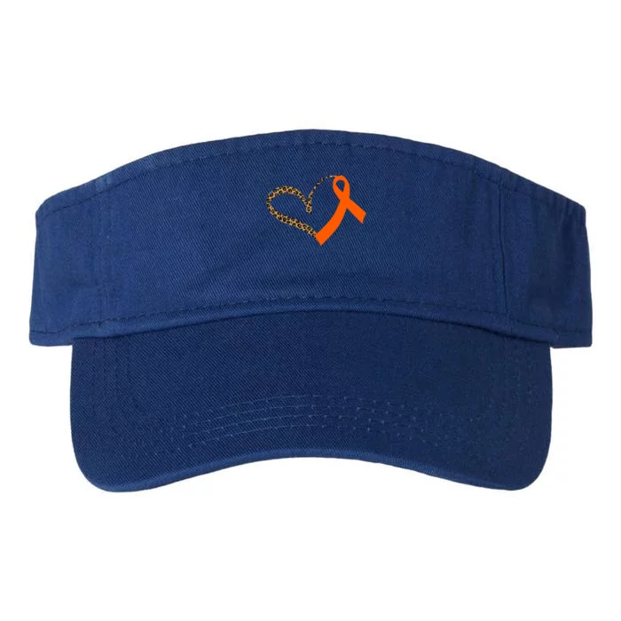 Leukemia Awareness Cancer Leopard Print Heart Orange Ribbon Meaningful Gift Valucap Bio-Washed Visor