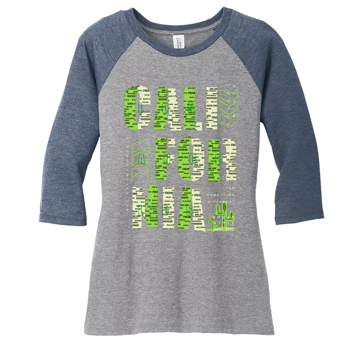 Los Angeles California Lettering Urban Women's Tri-Blend 3/4-Sleeve Raglan Shirt