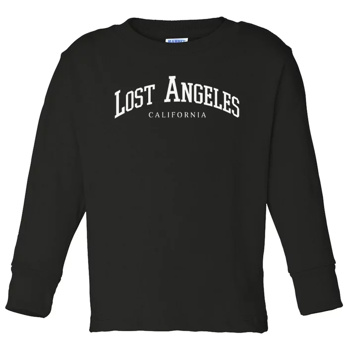 Los Angeles California LA Skyline Pride Black White Vintage Toddler Long Sleeve Shirt