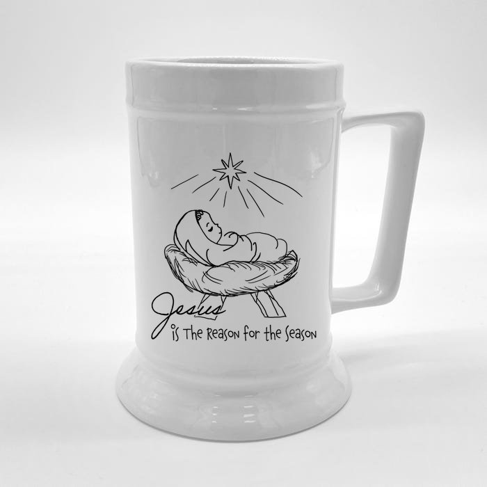 Line Art Christmas Jesus Is The Reason For The Season Gift Front & Back Beer Stein