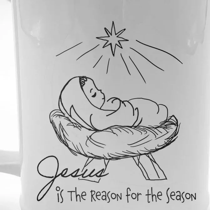 Line Art Christmas Jesus Is The Reason For The Season Gift Front & Back Beer Stein