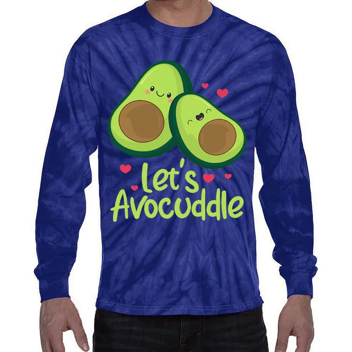 Let's Avocuddle Cute Avocado Couple Valentine's Day Kawaii Tie-Dye Long Sleeve Shirt