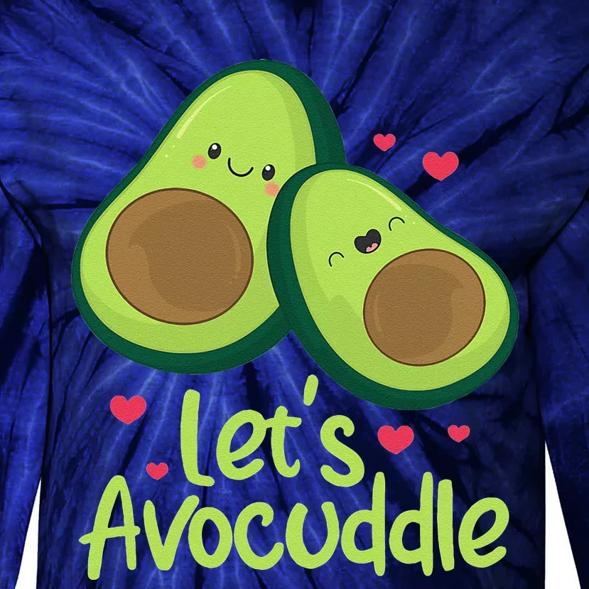 Let's Avocuddle Cute Avocado Couple Valentine's Day Kawaii Tie-Dye Long Sleeve Shirt