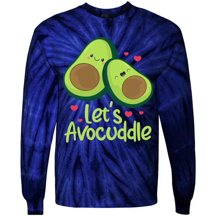 Let's Avocuddle Cute Avocado Couple Valentine's Day Kawaii Tie-Dye Long Sleeve Shirt