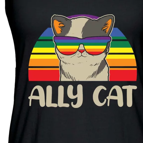 Lgbt Ally Cat Pride Cat Pride Month Gay Ladies Essential Flowy Tank