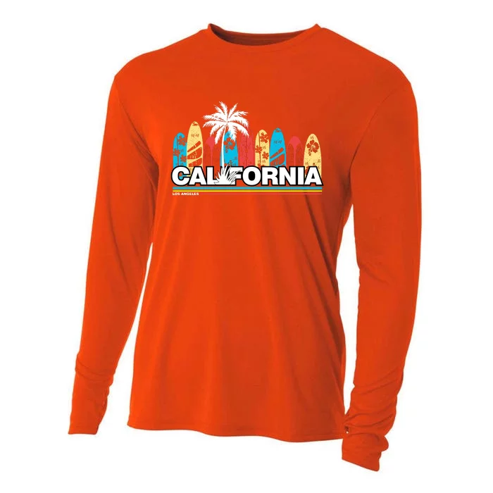 Los Angeles California Surfing Retro Logo Cooling Performance Long Sleeve Crew