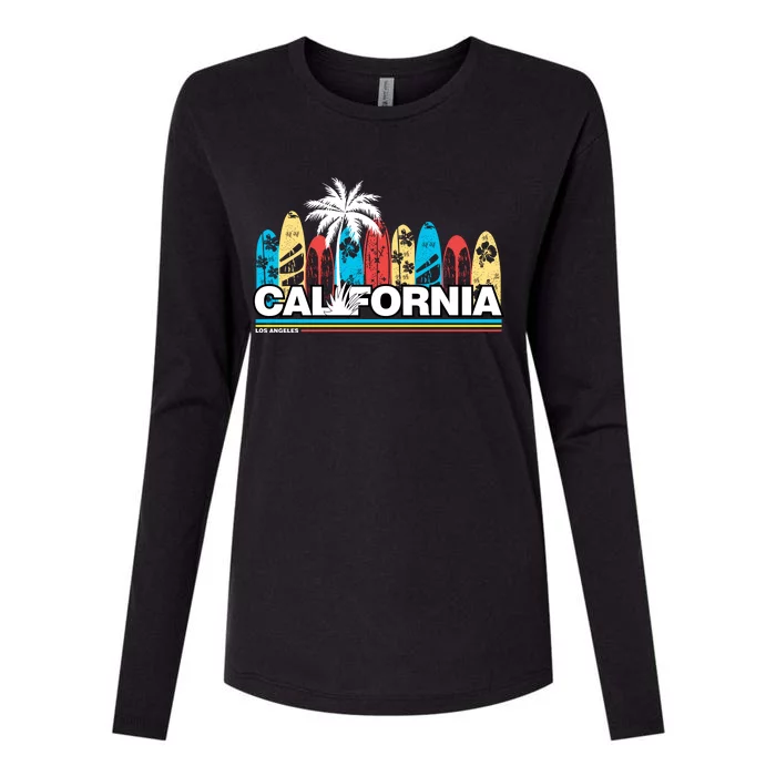 Los Angeles California Surfing Retro Logo Womens Cotton Relaxed Long Sleeve T-Shirt