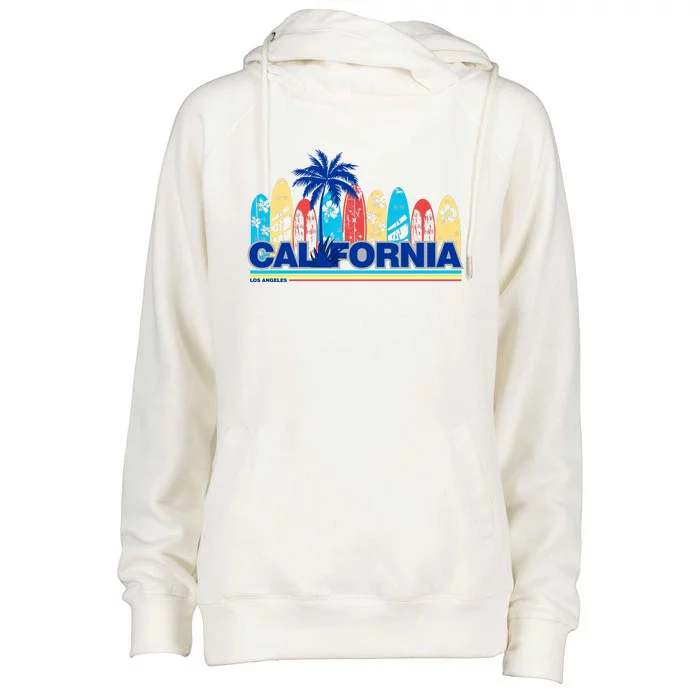 Los Angeles California Surfing Retro Logo Womens Funnel Neck Pullover Hood