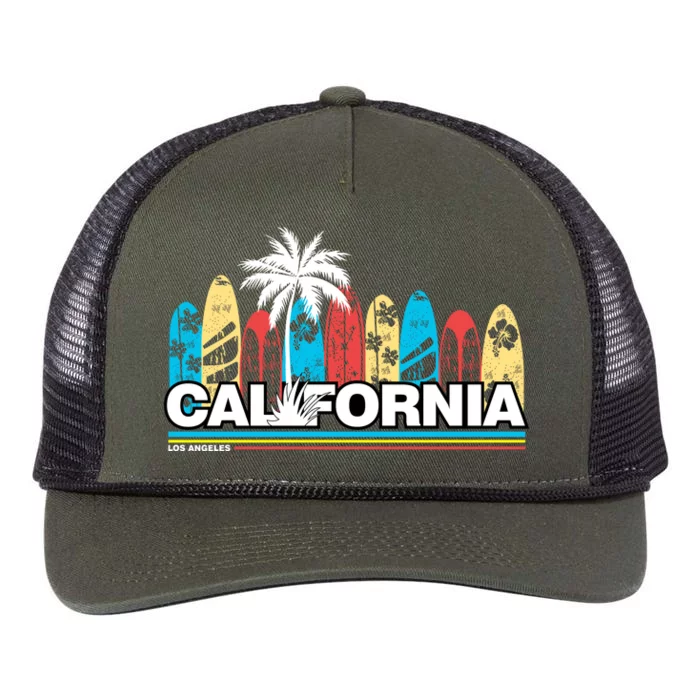 Los Angeles California Surfing Retro Logo Retro Rope Trucker Hat Cap