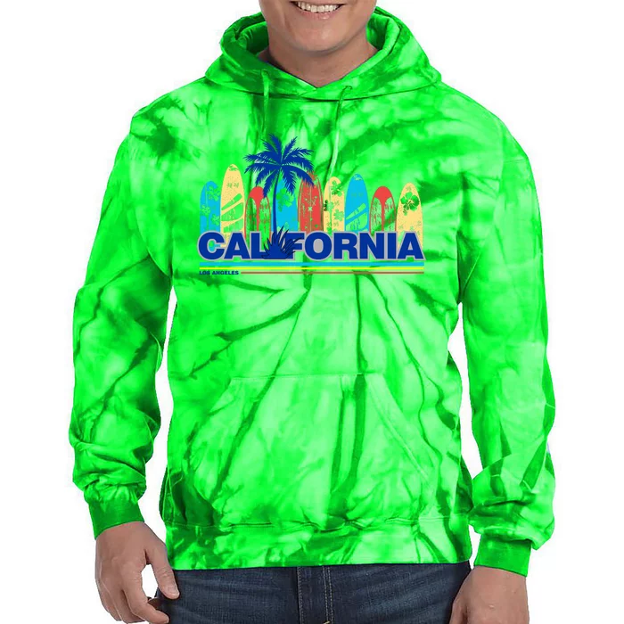 Los Angeles California Surfing Retro Logo Tie Dye Hoodie