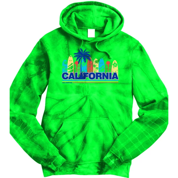 Los Angeles California Surfing Retro Logo Tie Dye Hoodie