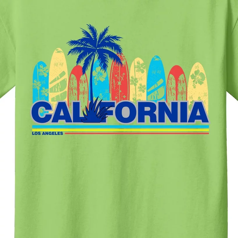 Los Angeles California Surfing Retro Logo Kids T-Shirt