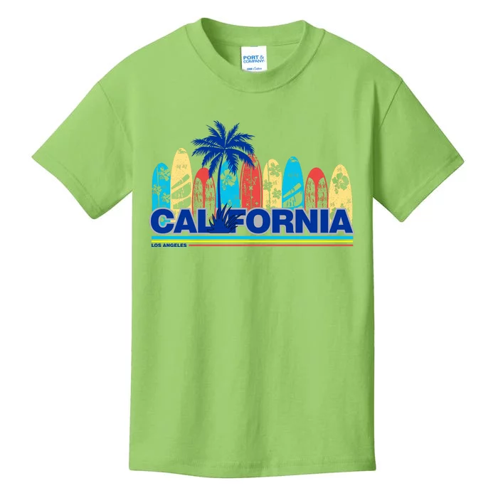 Los Angeles California Surfing Retro Logo Kids T-Shirt