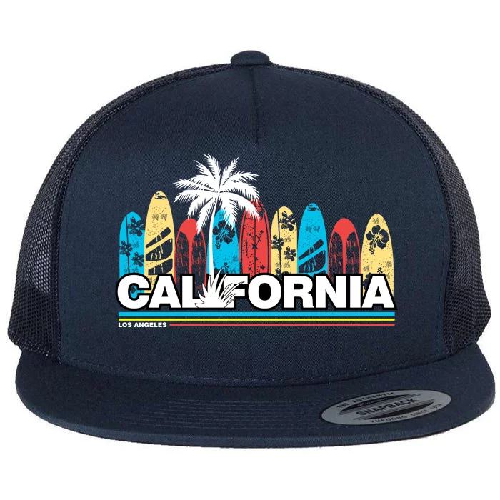 Los Angeles California Surfing Retro Logo Flat Bill Trucker Hat