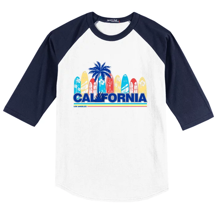 Los Angeles California Surfing Retro Logo Baseball Sleeve Shirt