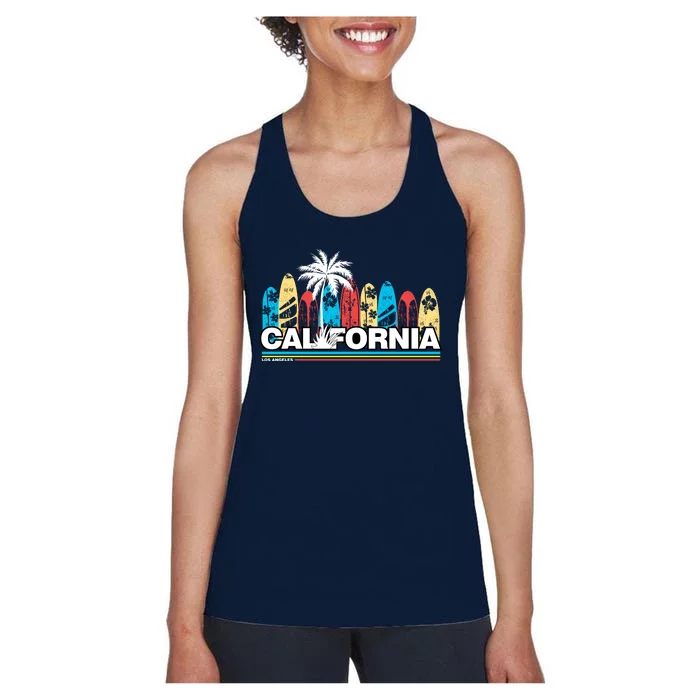 Los Angeles California Surfing Retro Logo Women's Racerback Tank