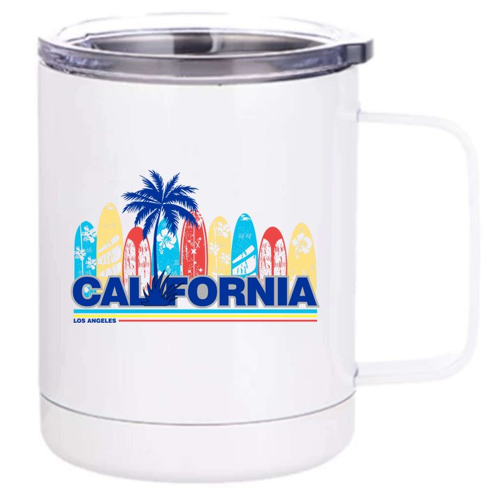 Los Angeles California Surfing Retro Logo Front & Back 12oz Stainless Steel Tumbler Cup