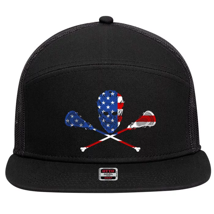 Lacrosse Flag 7 Panel Mesh Trucker Snapback Hat