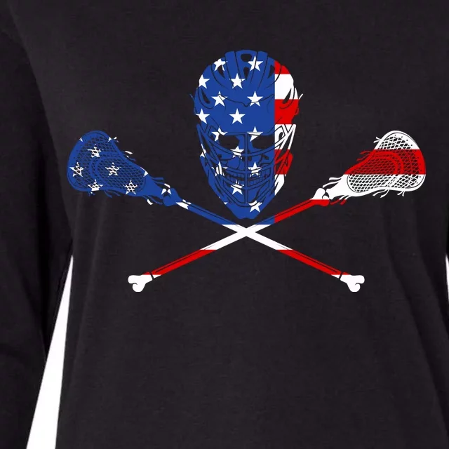 Lacrosse Flag Womens Cotton Relaxed Long Sleeve T-Shirt