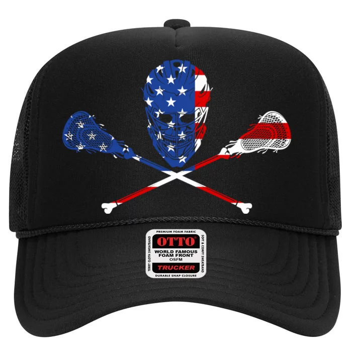 Lacrosse Flag High Crown Mesh Trucker Hat