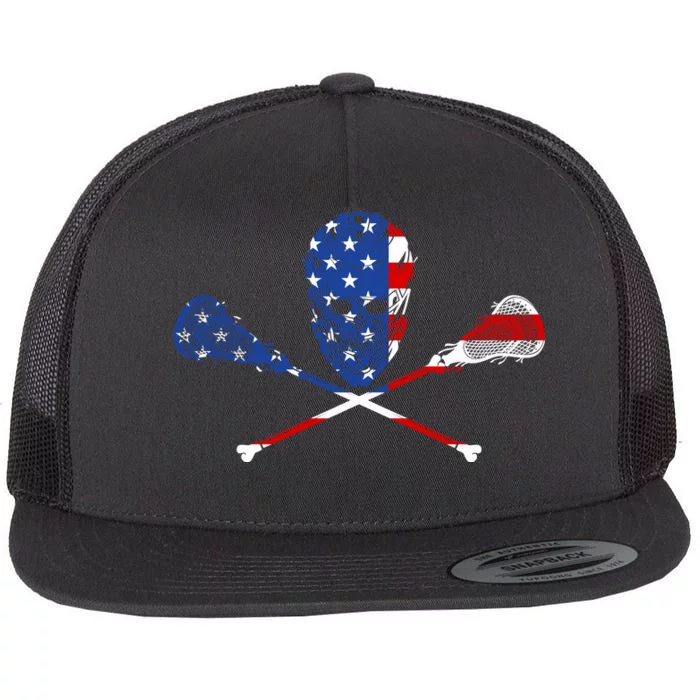 Lacrosse Flag Flat Bill Trucker Hat