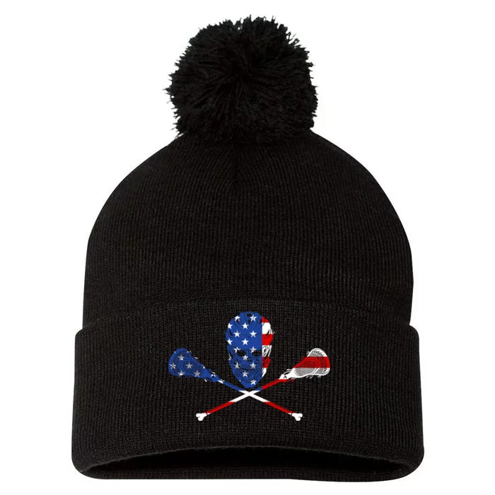 Lacrosse Flag Pom Pom 12in Knit Beanie