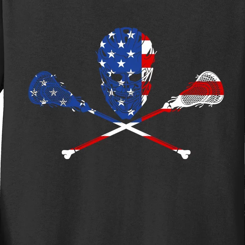 Lacrosse Flag Kids Long Sleeve Shirt