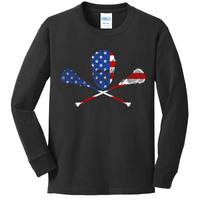 Lacrosse Flag Kids Long Sleeve Shirt