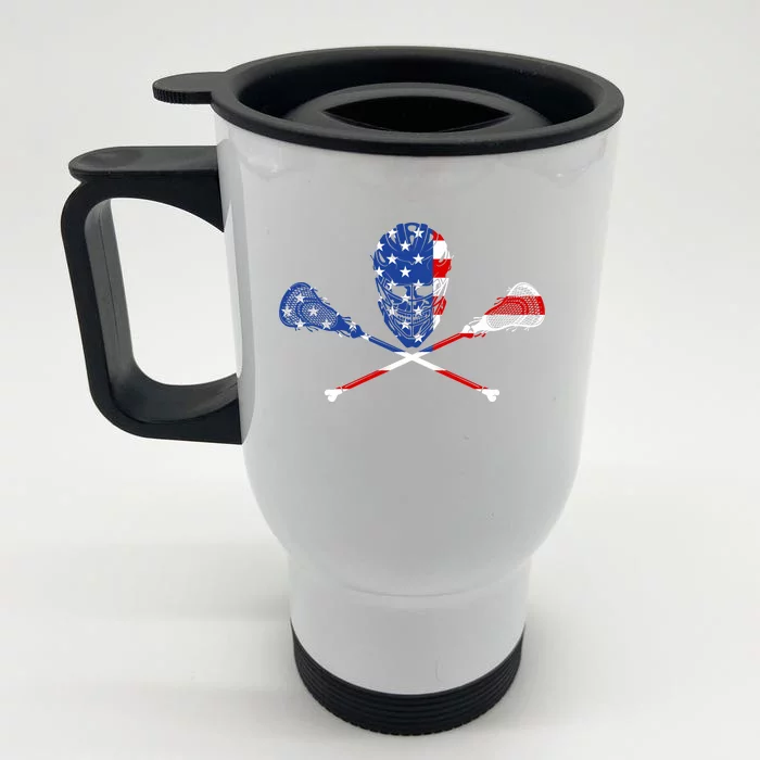 Lacrosse Flag Front & Back Stainless Steel Travel Mug