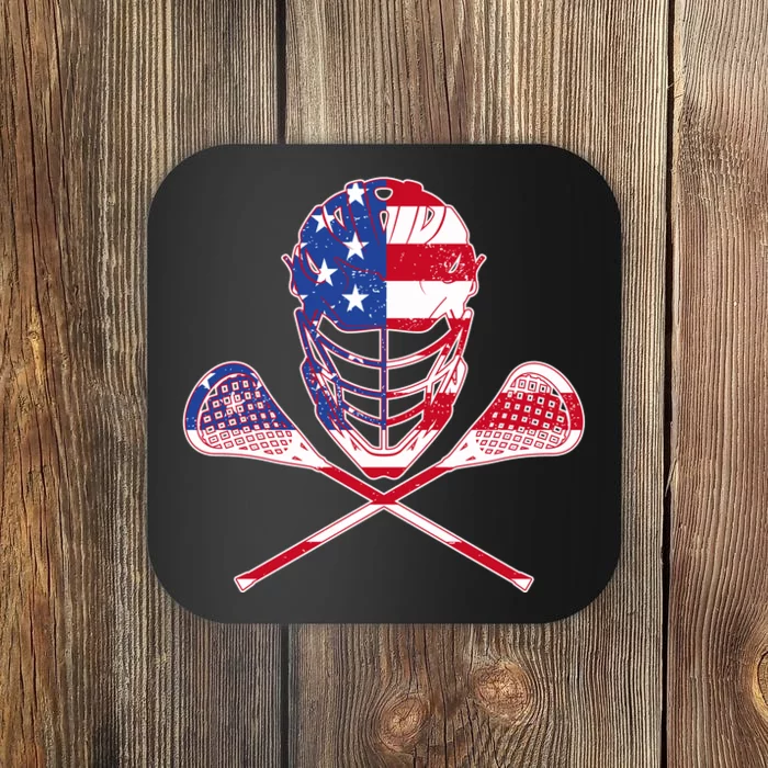 Lacrosse Sport Fan USA American Flag Coaster