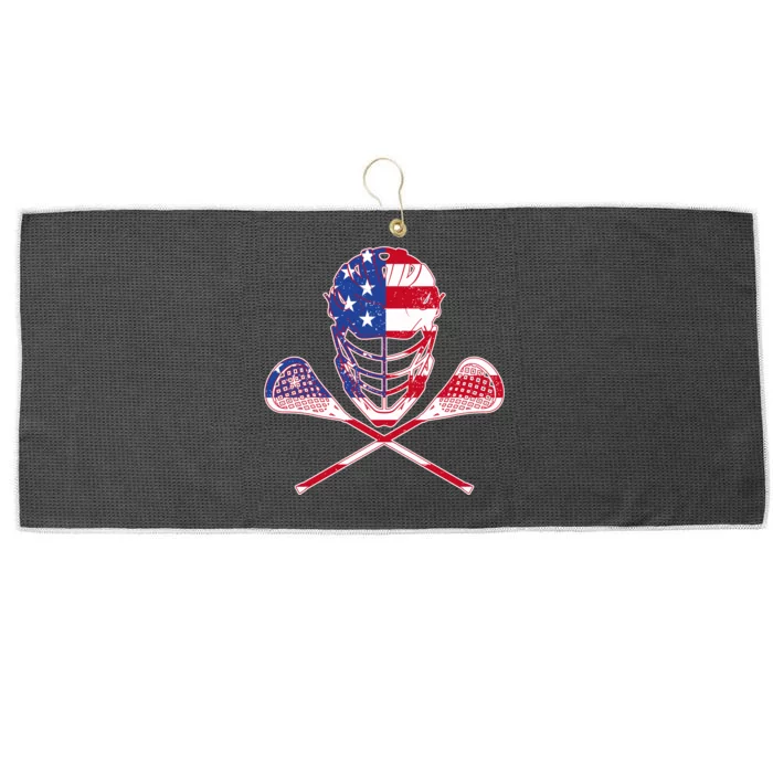 Lacrosse Sport Fan USA American Flag Large Microfiber Waffle Golf Towel