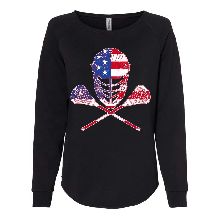 Lacrosse Sport Fan USA American Flag Womens California Wash Sweatshirt