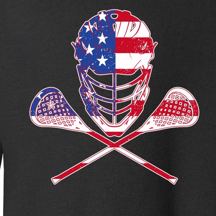 Lacrosse Sport Fan USA American Flag Toddler Sweatshirt