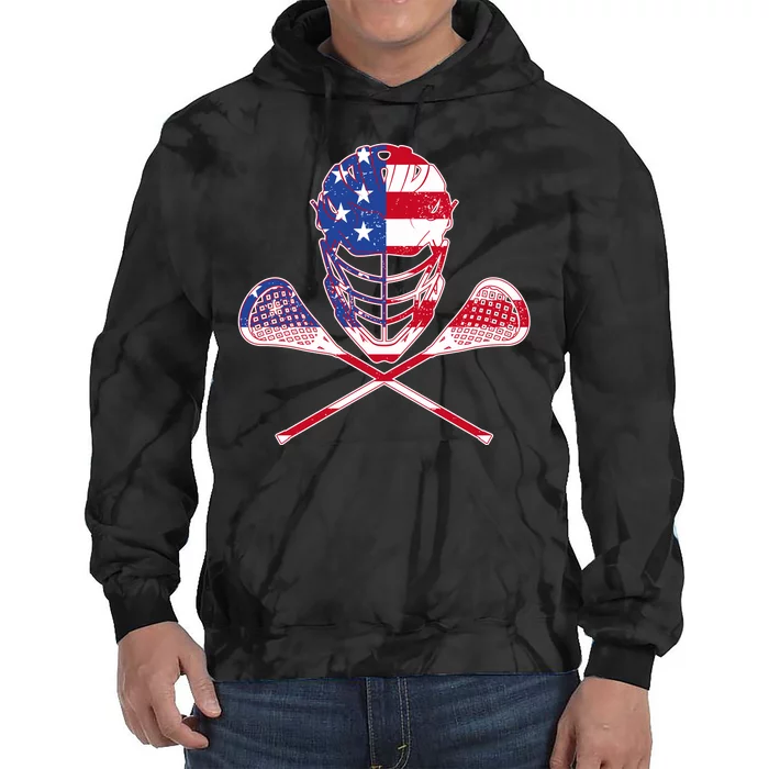 Lacrosse Sport Fan USA American Flag Tie Dye Hoodie